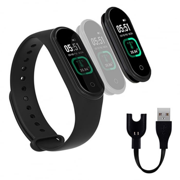 Bratara fitness smartwatch MEM5K Bluetooth, Tensiometru, Pulsoximetru, Ritm Cardiac, Pedometru, Monitorizare Somn, Activitati, Notificari, Negru + bratara de schimb orange [4]