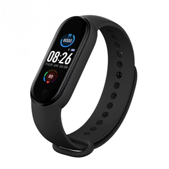 Bratara fitness smartwatch MEM7B1 Bluetooth, Tensiometru, Pulsoximetru, Ritm Cardiac, Pedometru, Monitorizare Somn, Activitati, Notificari, rezistent umezeala IP67 Negru [5]