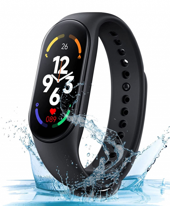 Bratara fitness smartwatch MEM7B1 Bluetooth, Tensiometru, Pulsoximetru, Ritm Cardiac, Pedometru, Monitorizare Somn, Activitati, Notificari, rezistent umezeala IP67 Negru [7]