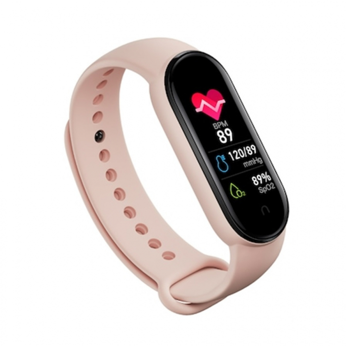Bratara fitness smartwatch MEM7B1 Bluetooth, Tensiometru, Pulsoximetru, Ritm Cardiac, Pedometru, Monitorizare Somn, Activitati, Notificari, rezistent umezeala IP67 Roz [2]