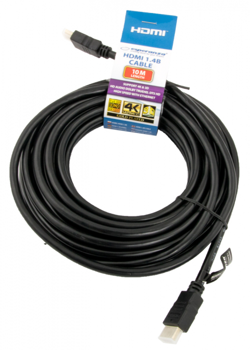 Cablu HDMI 1.4B 10m rezolutie maxima full HD 1080  Ethernet 3D,4K MEB190 contacte aurite [2]
