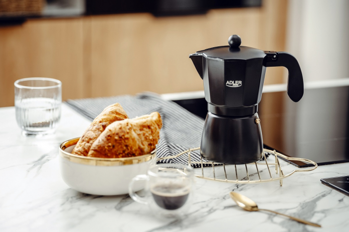 Cafetiera espessor din aluminiu  Adler 320G culoare neagru utilizare la plita sau flacara [5]
