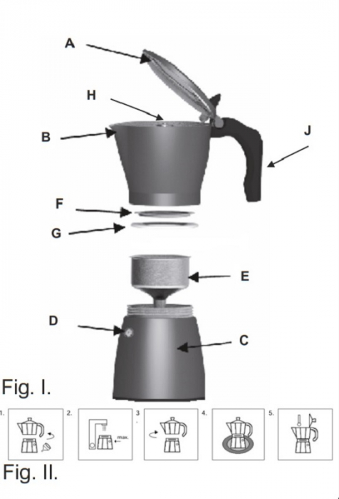 Cafetiera espessor din aluminiu  Adler 320G culoare neagru utilizare la plita sau flacara [6]