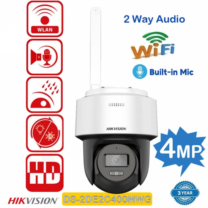 Camera supraveghere PT IP, 4MP, lentila 2.8mm, IR 30m, WL 30m, Audio, PoE, Smart Hybrid-Light, Human&Auto-Tracking – Hikvision [2]