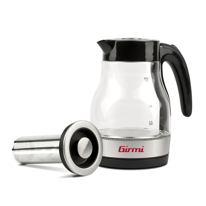 Cana electrica cu infuzor filtru ceai inox Girmi BL51, 1.7l, 2200w,  gradata, LED, oprire automata, sticla securizata [3]
