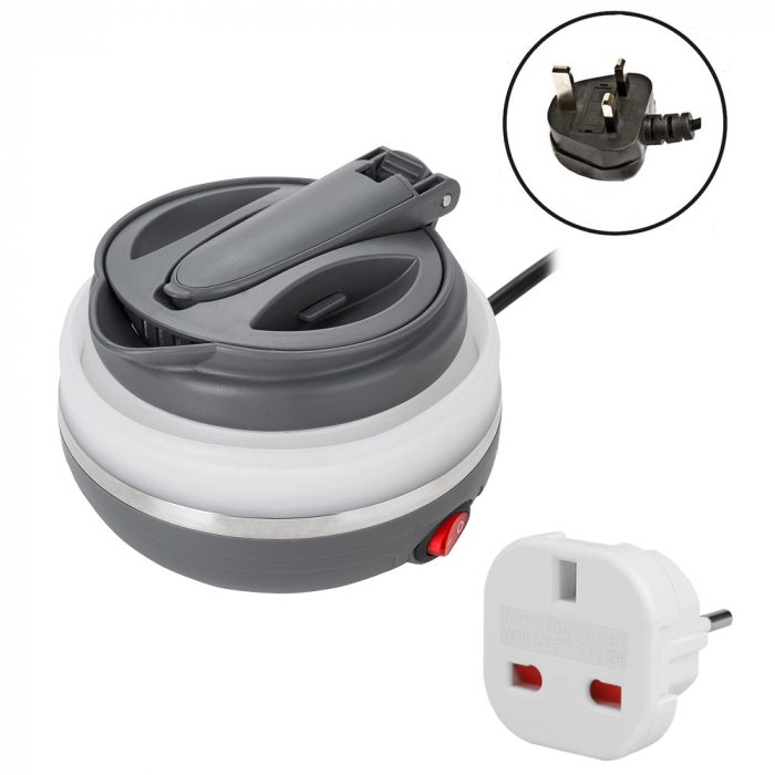 Cana electrica pliabila pentru voiaj 0.6L cu stecar UK, 750W Travel AD1370UK   Alba + adaptor priza UK-EU [2]