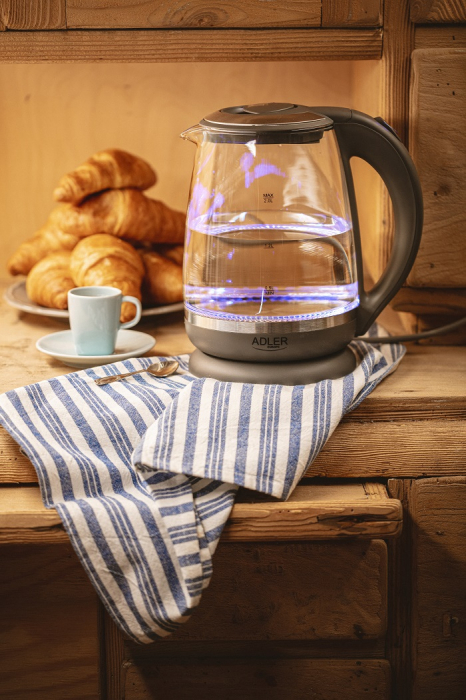 Cana fierbator 2 litri din sticla securizata AD1286 baza pivotanta 2200W [5]