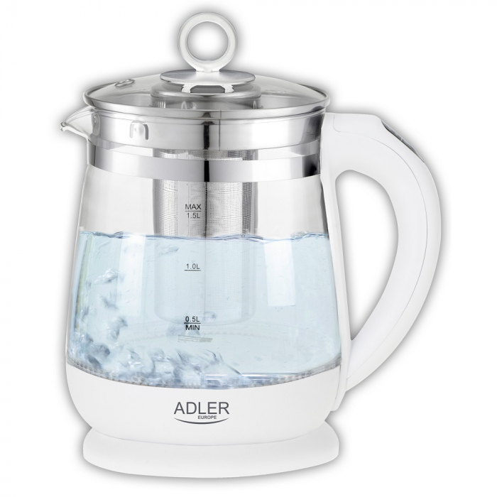 Cana fierbator cu infuzor 1.5L ADLER control temperatura 60 - 100 grade celsius si functie mentinere temperatura, culoare alba [6]