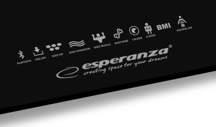 Cantar persoane  inteligent 8 functii Esperanza EBS016K, Bluetooth, 180kg, 30 x 30, Sticla securizata, Negru [2]