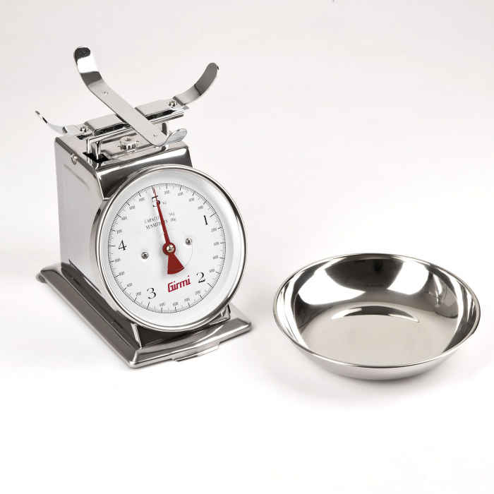 Cantar de bucatarie mecanic cu bol mare Girmi, capacitate max. 5 kg, diviziune 20g, functie tare si zero, design retro, inox [2]