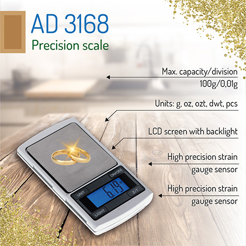 Cantar electronic de bijuterii cu precizie ridicata 0.01g, ecran LCD iluminat, gri, 2 baterii CR2032 incluse [1]