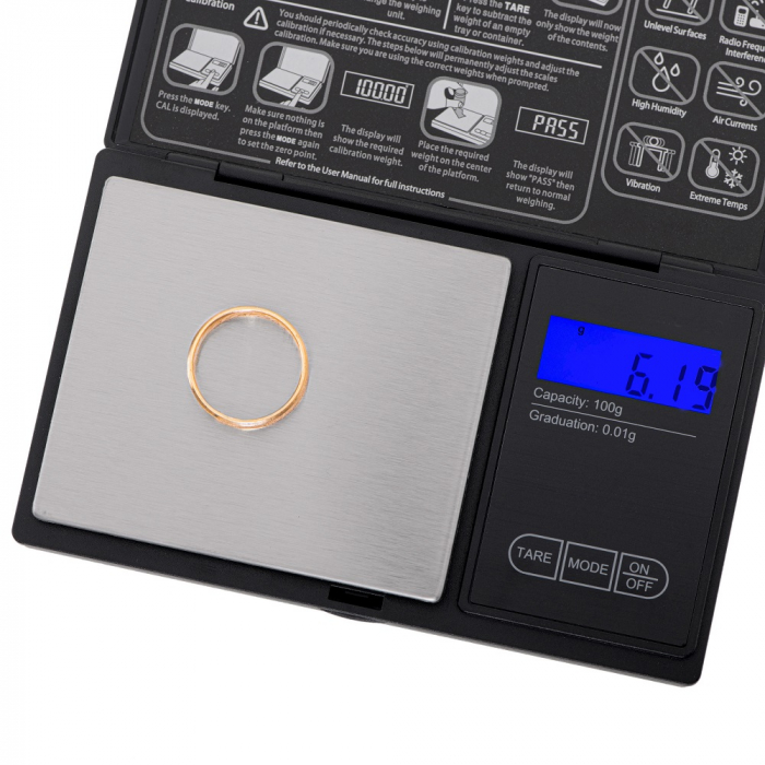 Cantar electronic de bijuterii cu precizie ridicata 0.01g, ecran LCD iluminat, gri, 2 baterii CR2032 incluse AD3176 gri [4]