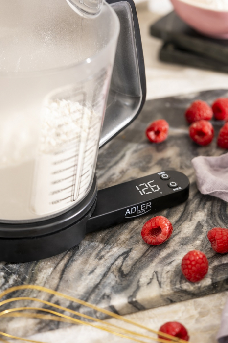 Cantar electronic de bucatarie Adler cu cana gradata masurare lichide sau solide pana la 1200 ml si 5kg, precizie 1g, functie tare negru [8]