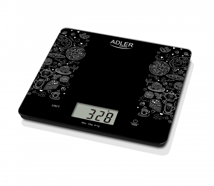 Cantar electronic de bucatarie capacitate mare 10 kg, precizie 1g functie tare si zero, ecran LCD, negru [4]