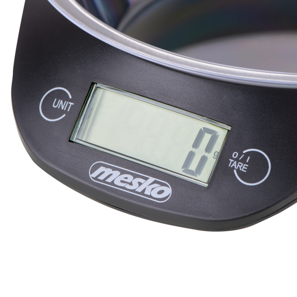 Cantar electronic de bucatarie Mesko ME3164 cu bol de capacitate max. 5 kg, diviziune 1g, functie tara si zero, indica suprasarcina si baterie scazuta, oprire automata [2]