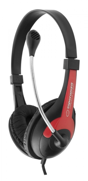 Casti cu microfon Esperanza Rooster rosu pentru gaming conexiune jack 2 x 3.5 separat microfon si separat casca, ajustabile, flexibile [2]