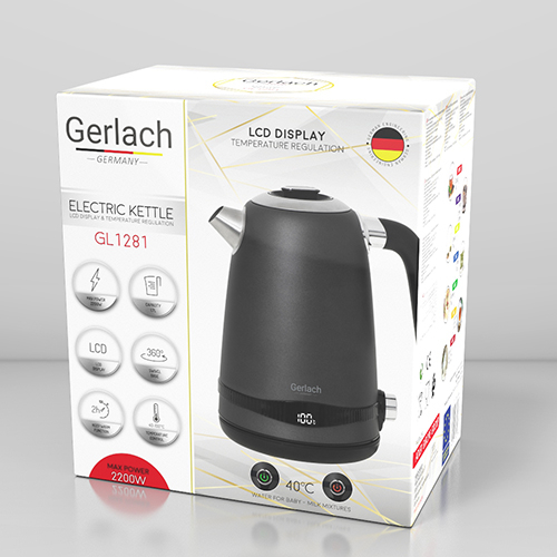 Ceainic electric 1.7L Gerlach GL1281 reglare temperatura 7 niveluri intre 40 - 100 grade celsius si functie mentinere cald, gri petrol [6]