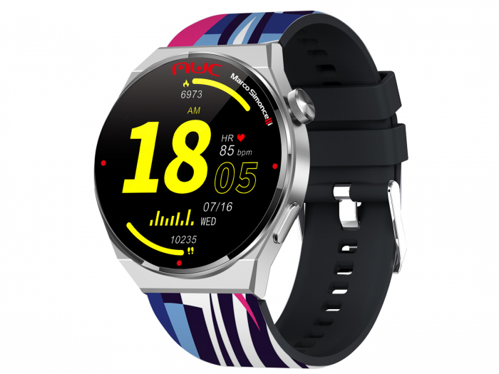 Ceas Smartwatch Trevi Italia carcasa metal IP67 microfon si speaker functie apel, mesaje, monitor sanatate, sport,retele sociale, sistem vocal,Bluetooth,Android,IOS bratara metal de schimb argintiu [2]
