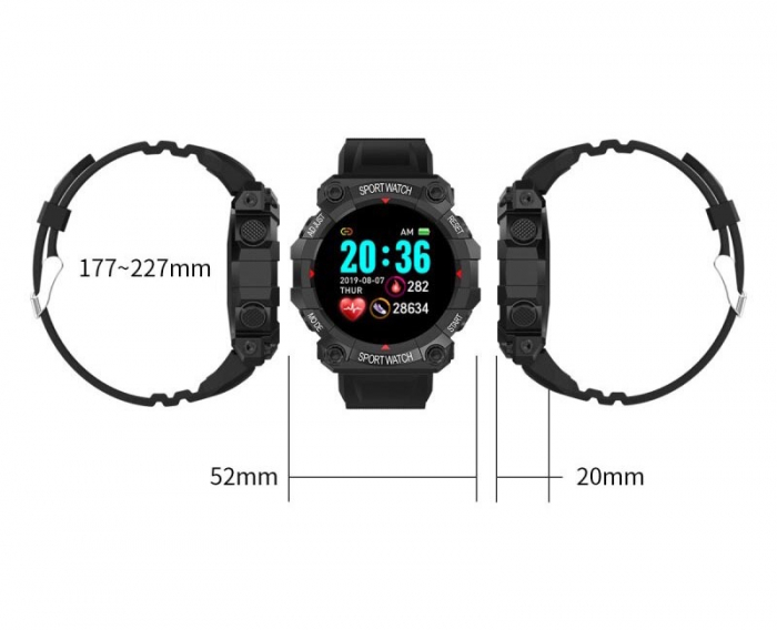 Ceas Smartwatch FD68, 1.3" ecran IPS, design sport, Bluetooth, monitorizare sanatate si activitati sportive Android IOS negru [6]