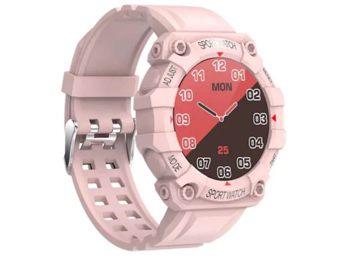 Ceas Smartwatch FD68, 1.3" ecran IPS, design sport, Bluetooth, monitorizare sanatate si activitati sportive Android IOS Roz [2]