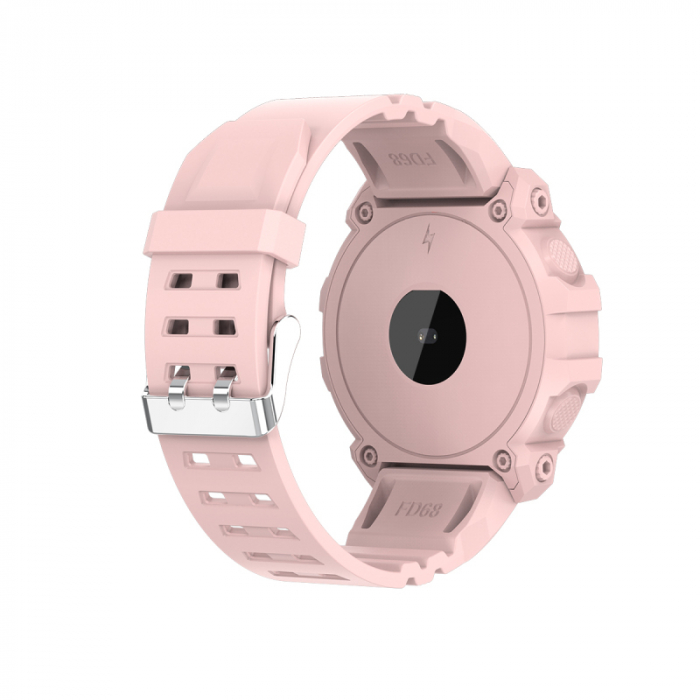 Ceas Smartwatch FD68, 1.3" ecran IPS, design sport, Bluetooth, monitorizare sanatate si activitati sportive Android IOS Roz [3]