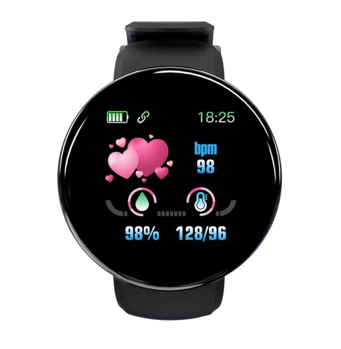 Ceas smartwatch ME119PK, Bluetooth, Tensiometru, Pulsoximetru, Ritm Cardiac, Pedometru, Monitorizare Somn, Activitati, Notificari, Negru [2]