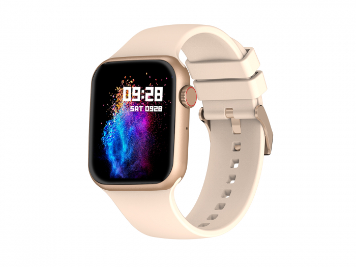 Ceas Smartwatch carcasa metal Trevi Italia TF20008 IP67 microfon si speaker functie apel, mesaje, monitor sanatate, sport,retele sociale, sistem vocal,Bluetooth,Android,IOS Roz [3]