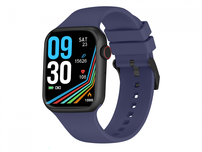 Ceas Smartwatch carcasa metal Trevi Italia TF20000 IP67 microfon si speaker functie apel, mesaje, monitor sanatate, sport,retele sociale, sistem vocal,Bluetooth,Android,IOS Blue [3]