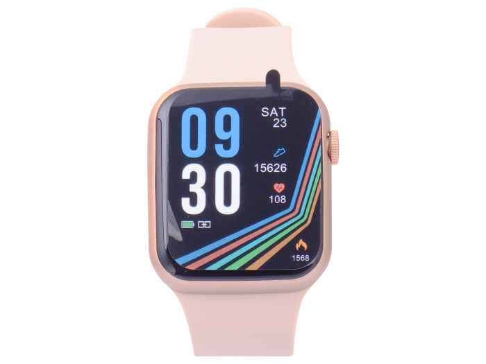 Ceas Smartwatch carcasa metal Trevi Italia TF20008 IP67 microfon si speaker functie apel, mesaje, monitor sanatate, sport,retele sociale, sistem vocal,Bluetooth,Android,IOS Roz [5]