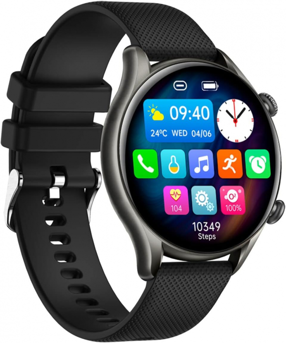 Ceas Smartwatch Trevi Italia TF280S00 carcasa metalica IP67 microfon si speaker functie apel, mesaje, monitorizare sanatate, sport,retele sociale, sistem vocal,Bluetooth, Android,IOS gri platinat [2]