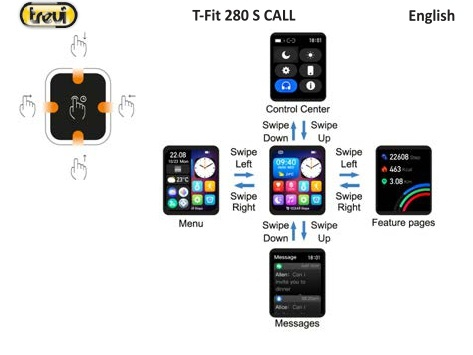 Ceas Smartwatch Trevi Italia TF280S00 carcasa metalica IP67 microfon si speaker functie apel, mesaje, monitorizare sanatate, sport,retele sociale, sistem vocal,Bluetooth, Android,IOS gri platinat [9]
