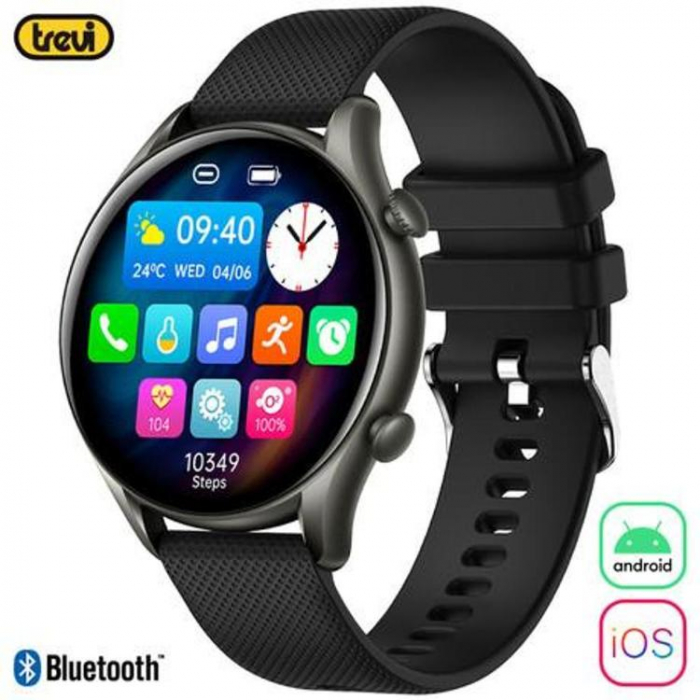 Ceas Smartwatch Trevi Italia TF280S00 carcasa metalica IP67 microfon si speaker functie apel, mesaje, monitorizare sanatate, sport,retele sociale, sistem vocal,Bluetooth, Android,IOS gri platinat [5]