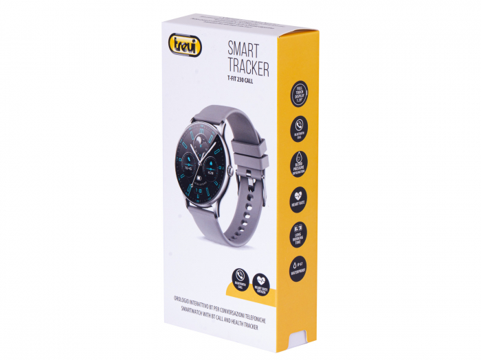 Ceas Smartwatch carcasa metal Trevi Italia TF23006 IP67 microfon si speaker functie apel, mesaje, monitorizare sanatate, sport,retele sociale, sistem vocal,Bluetooth, Android,IOS silver [9]