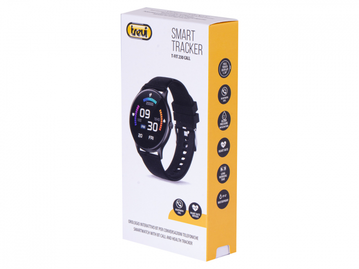 Ceas Smartwatch carcasa metal Trevi Italia TF23000 IP67 microfon si speaker functie apel, mesaje, monitorizare sanatate, sport,retele sociale, sistem vocal,Bluetooth, Android,IOS negru [9]