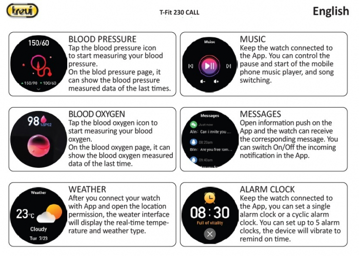 Ceas Smartwatch carcasa metal Trevi Italia TF23000 IP67 microfon si speaker functie apel, mesaje, monitorizare sanatate, sport,retele sociale, sistem vocal,Bluetooth, Android,IOS negru [7]