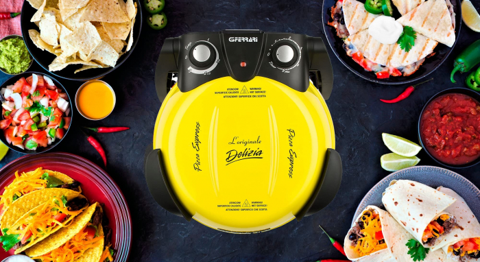 Cuptor pizza G3Ferrari Delizia Galben special cu suprafata de coacere din piatra refractara, pana la 390° C si timer cu atentionare sonora [8]