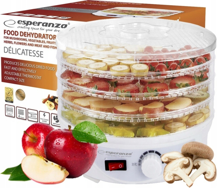 Deshidrator fructe si legume, ciuperci, plante, 4 etaje design cilindru reglare 35-75°C  250W [3]