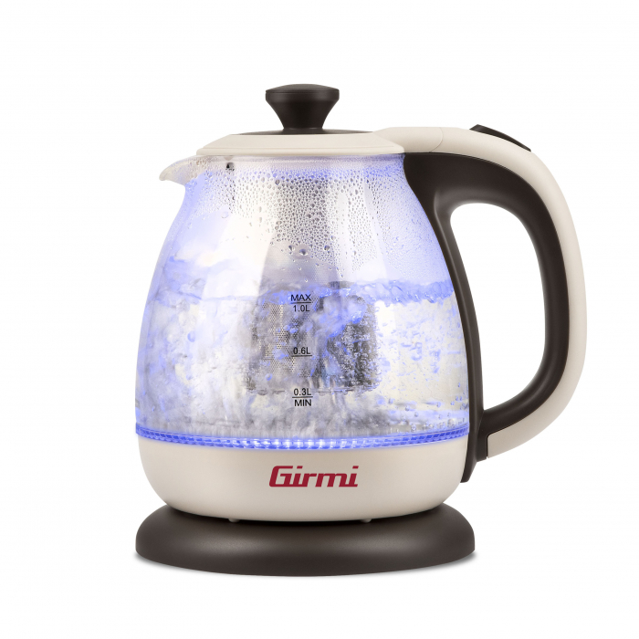 Cana electrica cu filtru ceai inox Girmi BL41, 1l, sticla gradata, iluminare LED, oprire automata, alba [5]