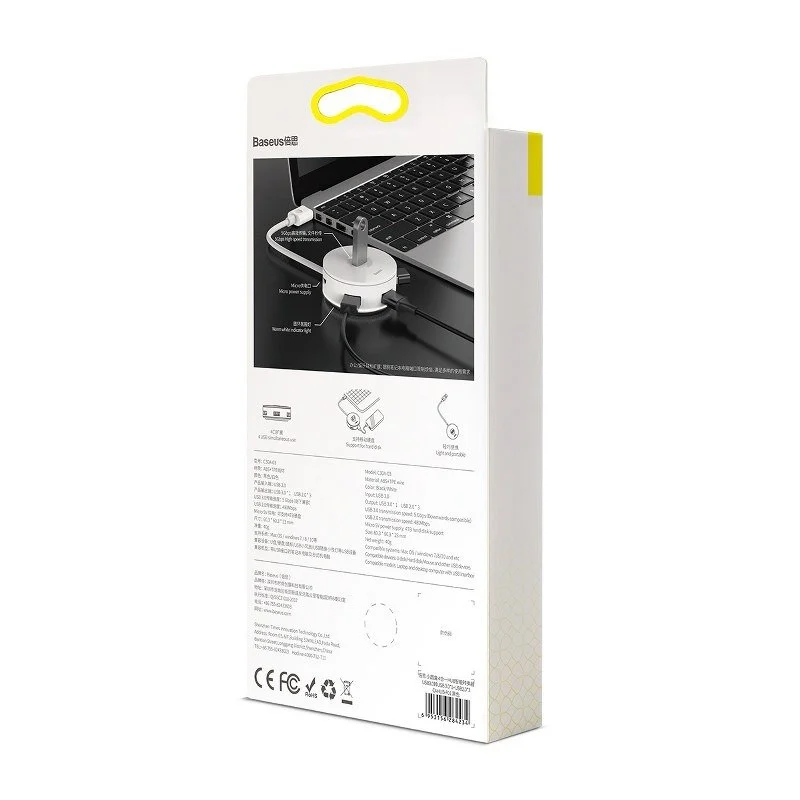 Hub USB 3.0 Baseus cu 4 porturi 1xUSB 3.0 si 3xUSB 2.0, alb [4]