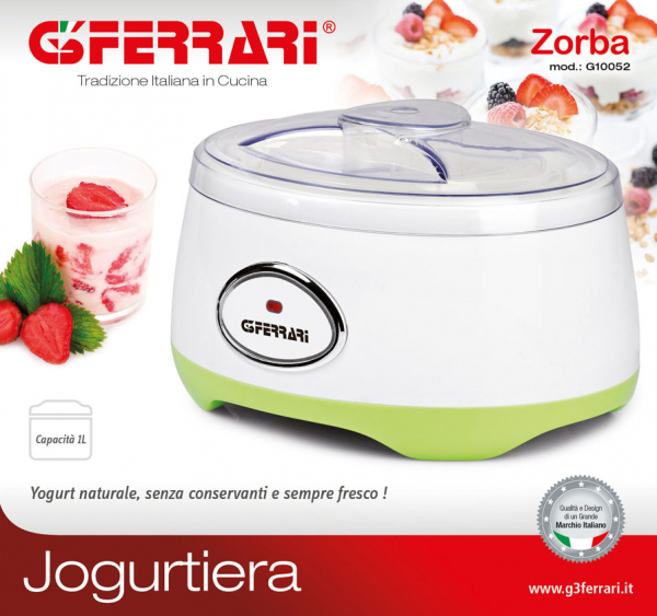Aparat de preparat iaurt G3Ferrari Zorba vas de 1l, iaurtiera, LED, capac transparent [2]