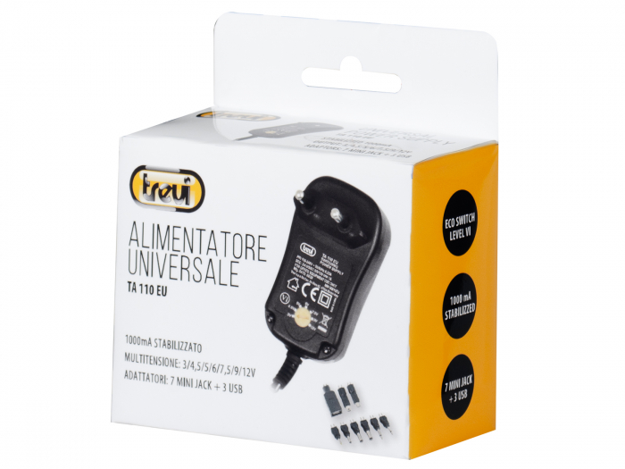 Incarcator universal Trevi TA110 iesire 3 – 12 v 1000 mAh cu 7 mufe jack conectoare si 3 USB [5]