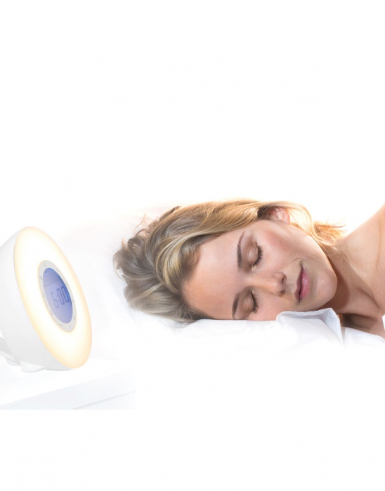 Ceas desteptator cu radio, lumina rasarit si apus alarma si sunete, LED multicolor Lanaform Wake-up [8]