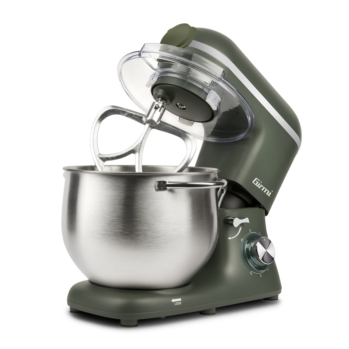 Mixer cu bol 8 litri 1200W max Girmi Italia, profesional 6 viteze si functie Pulse posibilitate aparate paste si masina tocat Green [1]