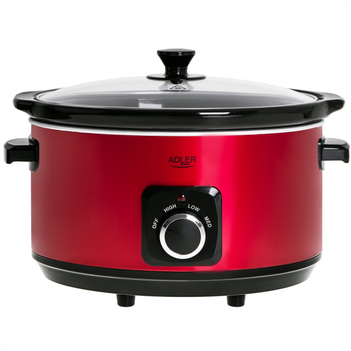 Multicooker/Slow Cooker AD6413R din ceramica cu gatire lenta cronometru, programare pornire 5.8L 300W  rosu [2]