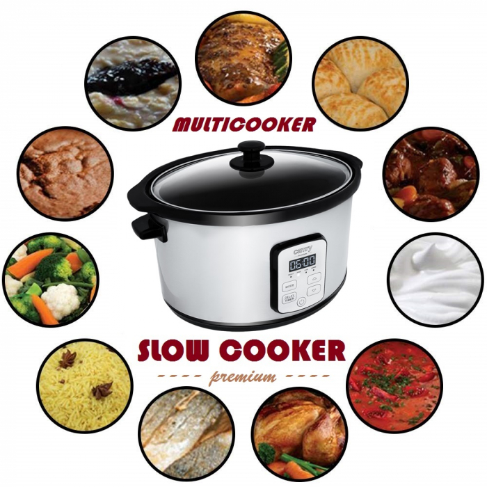 Multicooker Slow Cooker CR6414 din ceramica cu capacitate 4.7 kg putere 270W gatire lenta programare functionare de la 0,5 pana la 24 ore pornire programata [2]