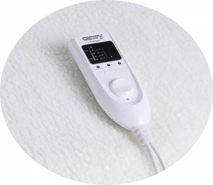 Patura electrica dubla cu incalzire 160x180 cm, 8 trepte temperatura 29-58 grade celsius, telecomanda, timer, protectie supraincalzire, material moale, alb plusat [4]