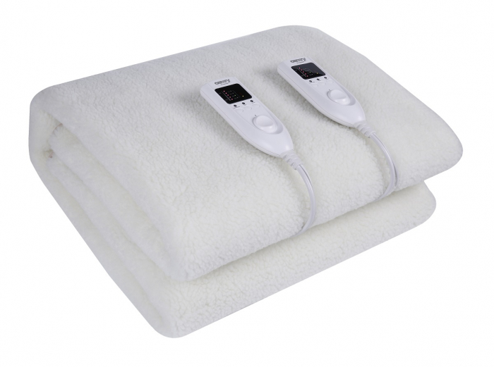 Patura electrica dubla cu incalzire 160x180 cm, 8 trepte temperatura 29-58 grade celsius, telecomanda, timer, protectie supraincalzire, material moale, alb plusat [2]