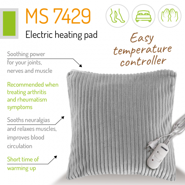 Perna electrica cu incalzire, 2 trepte temperatura, 38x38 cm, material placut, control telecomanda, gri [8]
