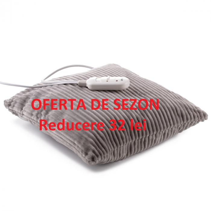 Perna electrica cu incalzire, 2 trepte temperatura, 38x38 cm, material placut, control telecomanda, gri [10]