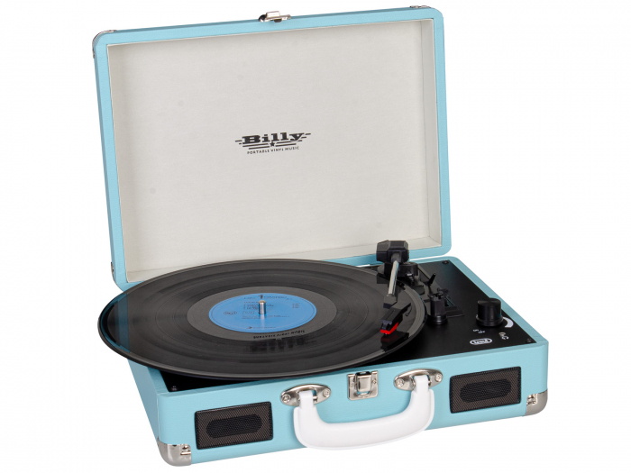 Pick-up retro vintage in valiza  functie  intrare/iesire AUX-IN iesire audio RCA  viteze vinil 33/45/78 rpm Trevi Italia 0T101504  difuzoare 6W blue [5]
